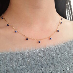Lapis Lazuli Necklace, December Birthstone Necklace / Handmade Jewelry / Necklaces for Women, Gemstone Choker, Beaded Choker, Layered Dainty