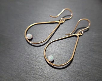 Opal Earrings, October Birthstone /Handmade Jewelry/ Opal Long Dangle Earrings, Gold Opal Earrings, Dainty Gemstone Earrings, Minimalist