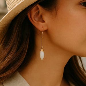 White Moonstone Earrings, June Birthstone /Handmade Jewelry/ Bridal Earrings, Gold Moonstone Earrings, Dainty Gemstone Earrings, Minimalist