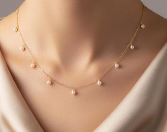 Freshwater Pearl Necklace, June Birthstone Necklace, Dainty Pearl Choker, Minimalist Jewelry, Bridal Gift, Pearl Necklace for Women
