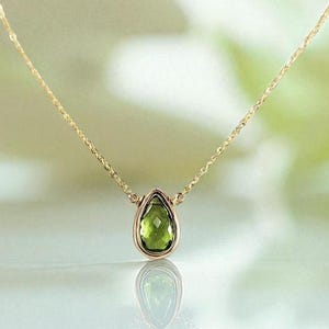 Genuine Peridot Necklace, August Birthstone Necklace /Handmade Jewelry/ Gemstone Necklace, Necklaces for Women, Simple Gold Necklace, Dainty