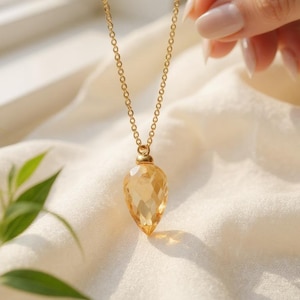 Genuine Citrine Necklace, November Birthstone /Handmade Jewelry/ Necklaces for Women, Gold Citrine, Gemstone Necklace, Birthstone Necklace