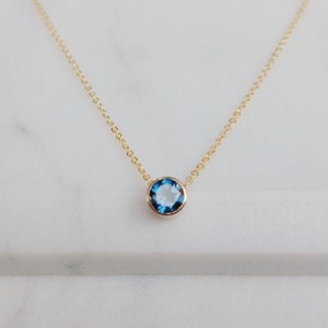 Tiny Genuine London Blue Topaz Necklace, December Birthstone / Handmade Jewelry / Topaz Necklace Gold, Silver Necklace, Necklaces for Women