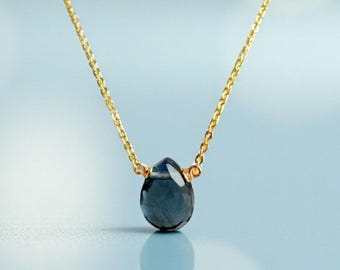 London Blue Quartz Necklace, December Birthstone / Handmade Jewelry / Necklaces for Women, Simple Gold Necklace, Gemstone Necklace