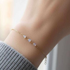 Rainbow Moonstone Bracelet, June Birthstone / Handmade Jewelry / Moonstone Bracelet, Bracelet for Women, Stacked Bracelet, Summer Jewelry
