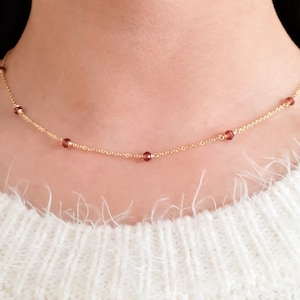 Genuine Garnet Necklace, January Birthstone / Handmade Jewelry / Necklaces for Women, Garnet Choker, Birthstone Choker, Layered Necklace