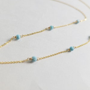 Larimar Necklace • Gemstone Choker • Handmade Jewelry • Beaded Choker • Simple Gold Necklace • Gemstone Necklace • Necklaces for Women • Layered Necklace
