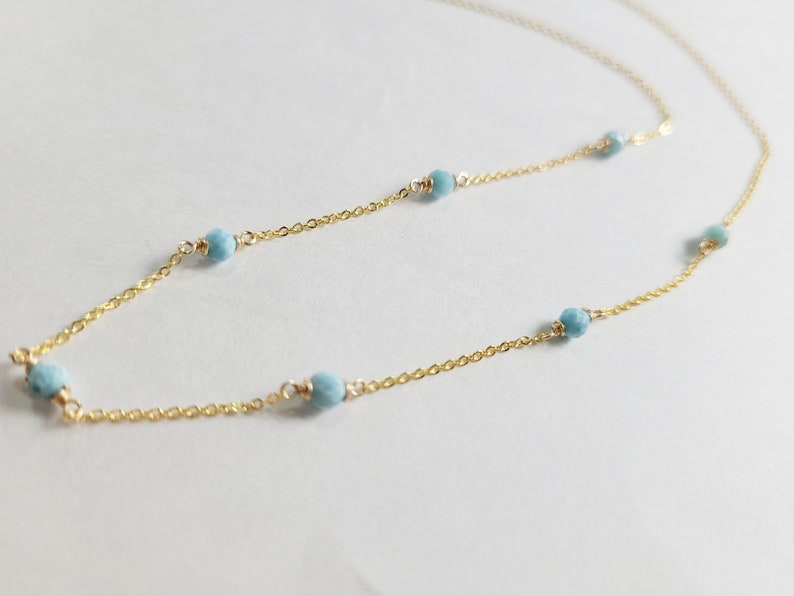 Larimar Necklace • Gemstone Choker • Handmade Jewelry • Beaded Choker • Simple Gold Necklace • Gemstone Necklace • Necklaces for Women • Layered Necklace
