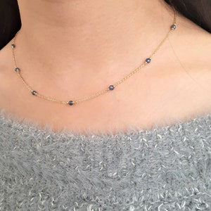 Genuine Blue Sapphire Necklace • September Birthstone • Handmade Jewelry • Necklaces for Women • Dainty Gold Necklace • Gemstone Necklace • Boho Necklace