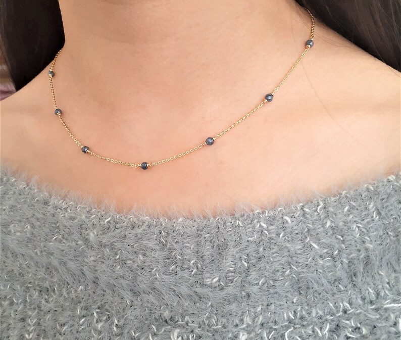 Genuine Blue Sapphire Necklace • September Birthstone • Handmade Jewelry • Necklaces for Women • Dainty Gold Necklace • Gemstone Necklace • Boho Necklace