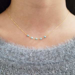 Larimar Necklace, Gemstone Necklace / Handmade Jewelry / Necklaces for Women, Simple Gold Necklace, Layered Choker, Choker Necklace, Boho