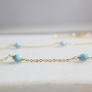 Larimar Necklace • Gemstone Choker • Handmade Jewelry • Beaded Choker • Simple Gold Necklace • Gemstone Necklace • Necklaces for Women • Layered Necklace
