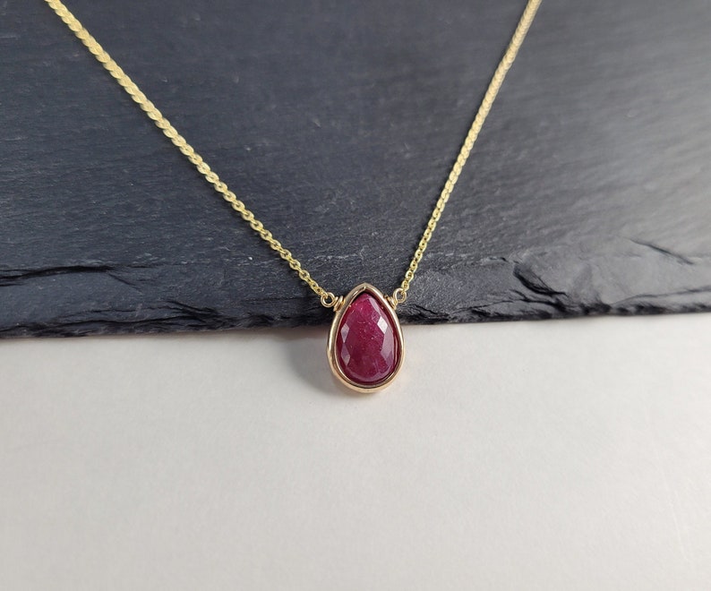 Genuine Ruby Necklace, July Birthstone / Handmade Jewelry / Ruby Pendant, Necklaces for Women, Gold or Silver Necklace, Delicate Layering 