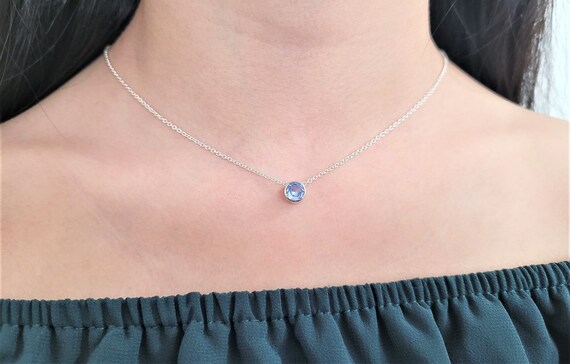Simple aquamarine sales necklace