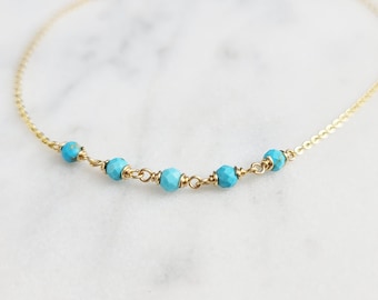 Turquoise Necklace, December Birthstone Necklace / Handmade Jewelry / Necklaces for Women, Gemstone Necklace, Beaded Choker, Gemstone Choker