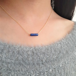 Lapis Lazuli Floating Necklace, December Birthstone /Handmade Jewelry/ Gemstone Necklace, Fidget Necklace, Necklaces for Women, Dainty Gift
