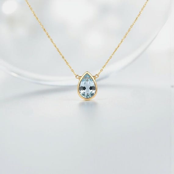 Blue Topaz Necklace, December Birthstone / Handmade Jewelry / Necklaces for Women, Simple Gold Necklace, Gemstone Necklace, Dainty Necklace