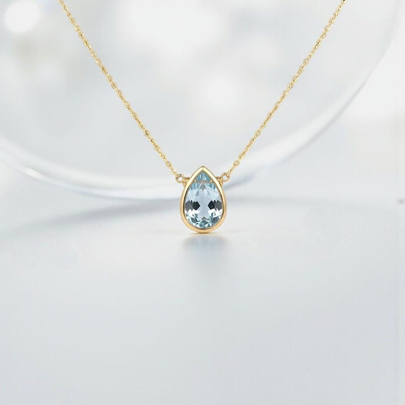 Blue Topaz Necklace, December Birthstone / Handmade Jewelry / Necklaces for Women, Simple Gold Necklace, Gemstone Necklace, Dainty Necklace