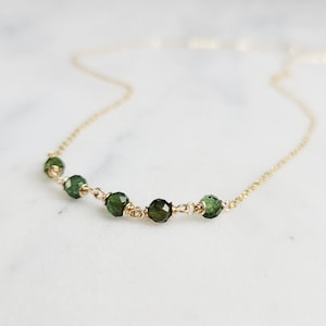Green Tourmaline Necklace, October Birthstone Necklace / Handmade Jewelry / Gemstone Choker, Layered Necklace, Necklaces for Women, Dainty