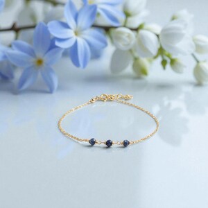 Genuine Sapphire Anklet, September Birthstone / Handmade Jewelry / Sapphire Ankle Bracelet, Gold Chain Anklet, Anklets for Women, Delicate