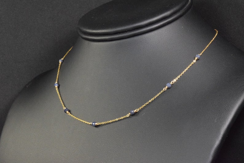 Genuine Blue Sapphire Necklace • September Birthstone • Handmade Jewelry • Necklaces for Women • Dainty Gold Necklace • Gemstone Necklace • Boho Necklace