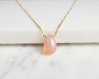 Genuine Opal Necklace, October Birthstone Necklace / Handmade Jewelry / Pink Opal, Necklaces for Women, Gemstone Necklace, Dainty Necklace