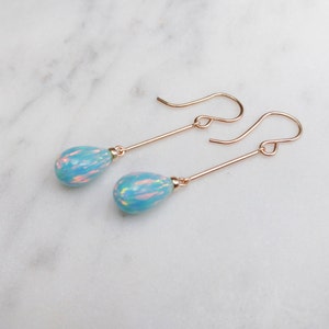 Opal Earrings, October Birthstone /Handmade Jewelry/ Opal Long Dangle Earrings, Gold Opal Earrings, Dainty Gemstone Earrings, Minimalist