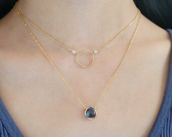 Rainbow Moonstone Necklace, June Birthstone /Handmade Jewelry/ Moonstone Choker, Simple Gold Necklace, Layered Necklace, Necklaces for Women