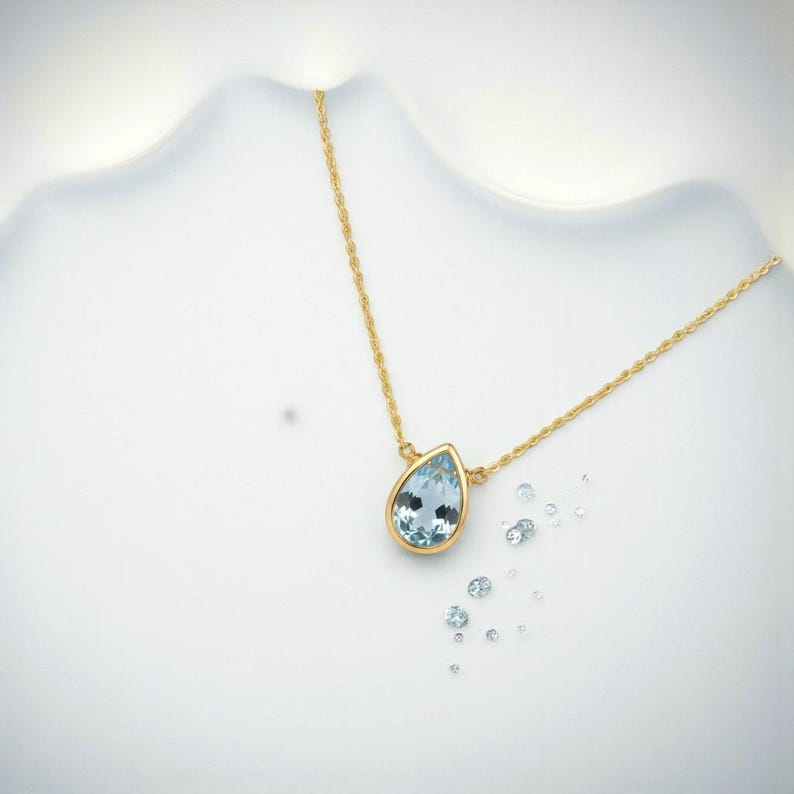 Blue Topaz Necklace, December Birthstone / Handmade Jewelry / Necklaces for Women, Simple Gold Necklace, Gemstone Necklace, Dainty Necklace