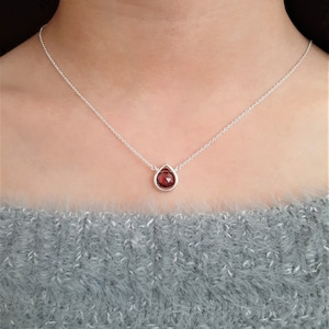 Genuine Garnet Necklace, January Birthstone Necklace /handmade Jewelry ...