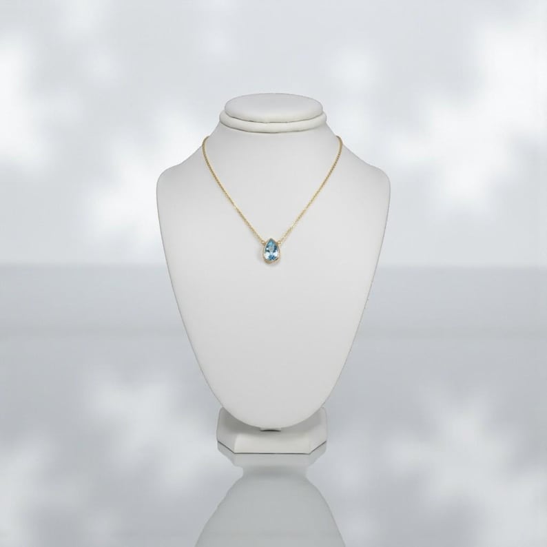 Blue Topaz Necklace, December Birthstone / Handmade Jewelry / Necklaces for Women, Simple Gold Necklace, Gemstone Necklace, Dainty Necklace