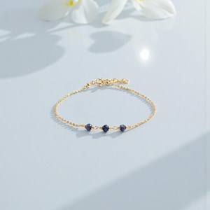 Genuine Sapphire Anklet, September Birthstone / Handmade Jewelry / Sapphire Ankle Bracelet, Gold Chain Anklet, Anklets for Women, Delicate