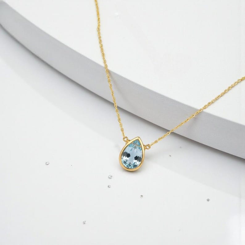 Blue Topaz Necklace, December Birthstone / Handmade Jewelry / Necklaces for Women, Simple Gold Necklace, Gemstone Necklace, Dainty Necklace