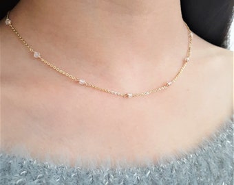 Rainbow Moonstone Necklace, June Birthstone Necklace / Handmade Jewelry / Necklaces for Women, Layered Necklace, Gemstone Choker, Dainty