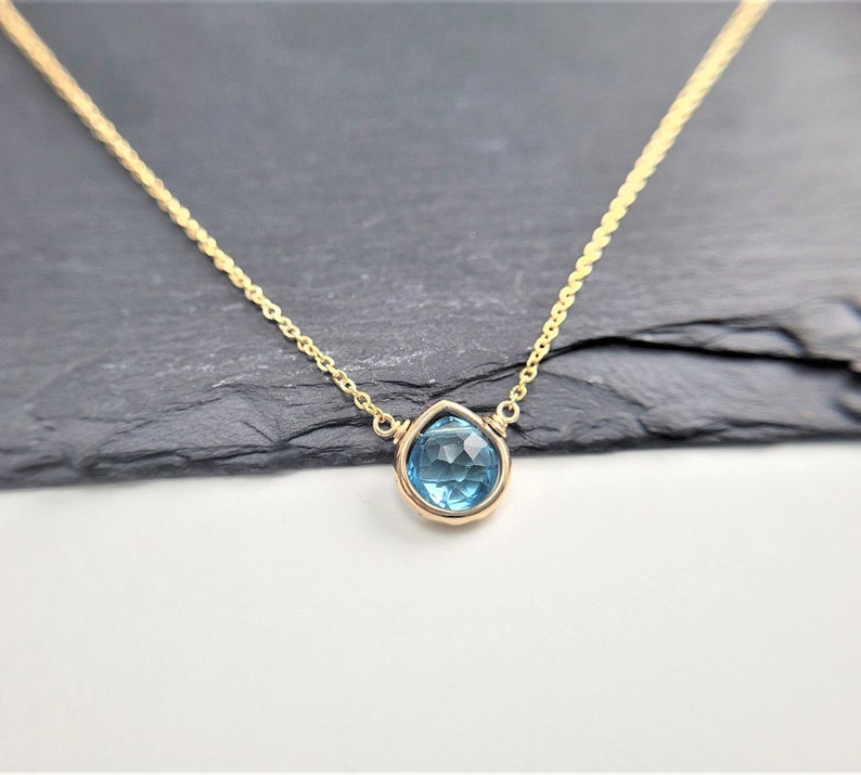 Swiss Blue Topaz Necklace December Birthstone / Handmade - Etsy