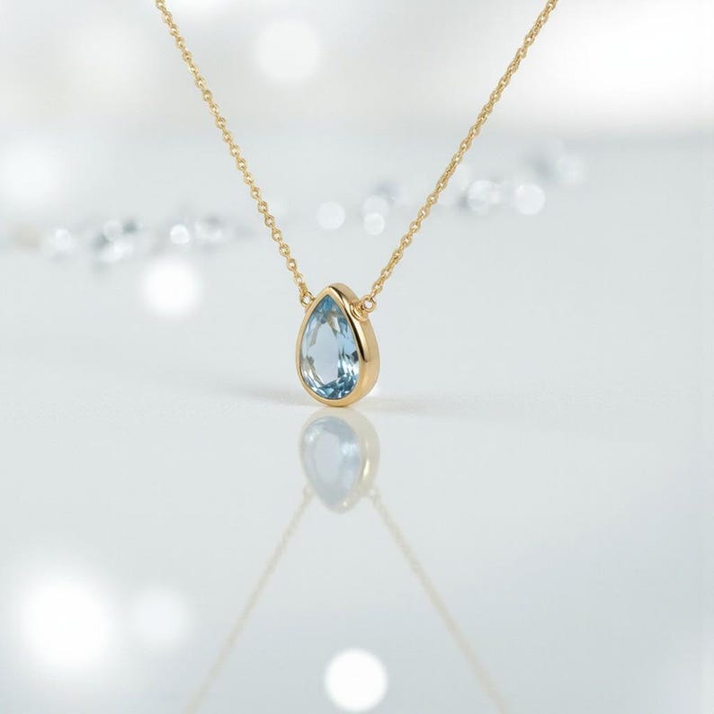 Blue Topaz Necklace, December Birthstone / Handmade Jewelry / Necklaces for Women, Simple Gold Necklace, Gemstone Necklace, Dainty Necklace