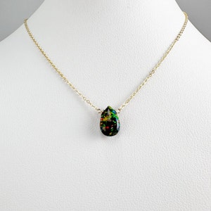 Black Opal Necklace • October Birthstone • Handmade Jewelry • Opal Necklace • Necklaces for Women • Birthstone Necklace • Gemstone Necklace