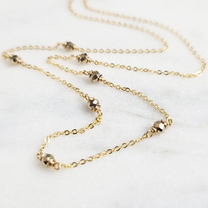 Simple Gold Necklace, Gold Pyrite Necklace / Handmade Jewelry / Necklaces for Women, Layered Necklace, Gemstone Necklace, Choker Necklace