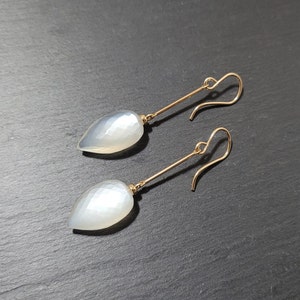 White Moonstone Earrings, June Birthstone /Handmade Jewelry/ Bridal Earrings, Gold Moonstone Earrings, Dainty Gemstone Earrings, Minimalist