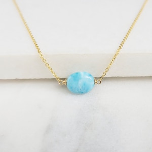 Larimar Necklace, Floating Larimar Necklace /Handmade Jewelry/ Gemstone Necklace, Fidget Necklace, Necklaces for Women, Stress Relief, Boho