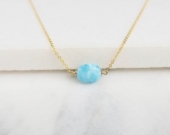 Larimar Necklace, Floating Larimar Necklace /Handmade Jewelry/ Gemstone Necklace, Fidget Necklace, Necklaces for Women, Stress Relief, Boho