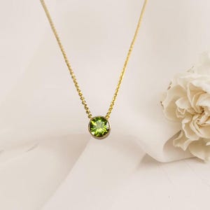 Tiny Genuine Peridot Necklace, August Birthstone / Handmade Jewelry / Peridot Necklace Gold, Silver Necklace, Necklaces for Women, Dainty