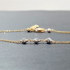 Dainty Two Toned Anklet, Silver Pyrite Ankle Bracelet / Handmade Jewelry / Summer Jewelry, Gold Chain Anklet, Gemstone Anklet, Boho Anklet