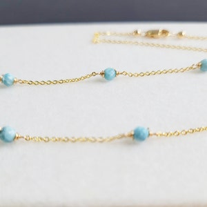 Larimar Necklace • Gemstone Choker • Handmade Jewelry • Beaded Choker • Simple Gold Necklace • Gemstone Necklace • Necklaces for Women • Layered Necklace