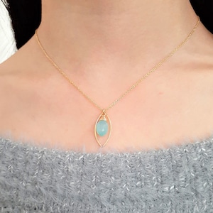 Blue Chalcedony Necklace, Gemstone Necklace / Handmade Jewelry / Necklaces for Women, Simple Gold Necklace, Layered Necklace, Dainty Boho