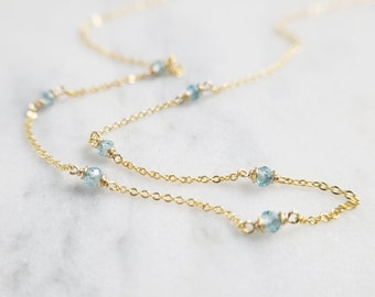 Natural Zircon Necklace, December Birthstone / Handmade Jewelry / Gemstone Necklace, Necklaces for Women, Birthstone Choker, Dainty Choker