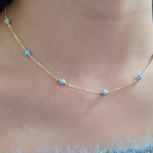 Larimar Necklace • Gemstone Choker • Handmade Jewelry • Beaded Choker • Simple Gold Necklace • Gemstone Necklace • Necklaces for Women • Layered Necklace