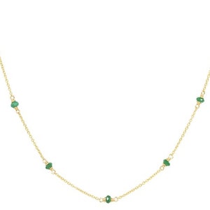 Genuine Emerald Necklace • May Birthstone • Handmade Jewelry • Necklaces for Women • Gemstone Necklace • Layered Necklace • Beaded Choker • Simple Gold Necklace