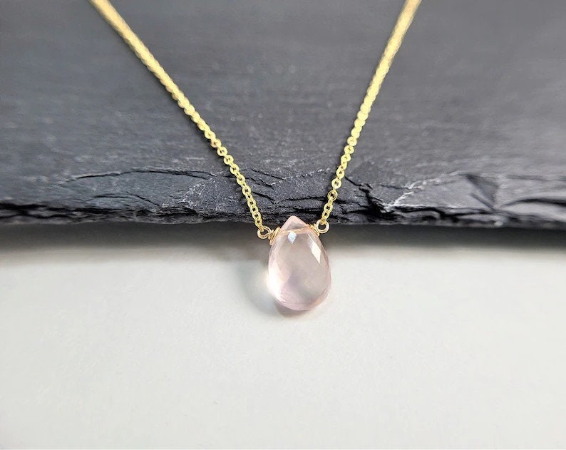 Rose Quartz Gold Necklace, Gemstone Necklace / Handmade Jewelry / Necklaces for Women, Dainty Necklace, Layered Necklace, Gemstone Choker