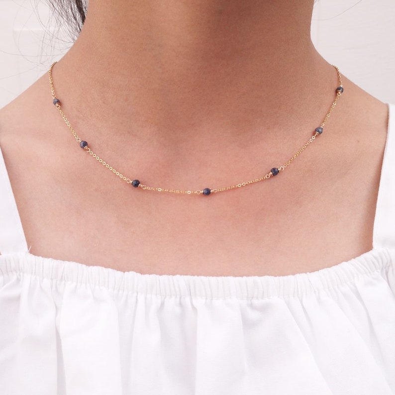 Genuine Blue Sapphire Necklace • September Birthstone • Handmade Jewelry • Necklaces for Women • Dainty Gold Necklace • Gemstone Necklace • Boho Necklace